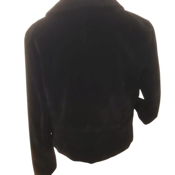 Roz & Ali Black Velvet Moto Biker Jacket Sz Medium Quilted Front Bottom Band - Picture 9 of 10